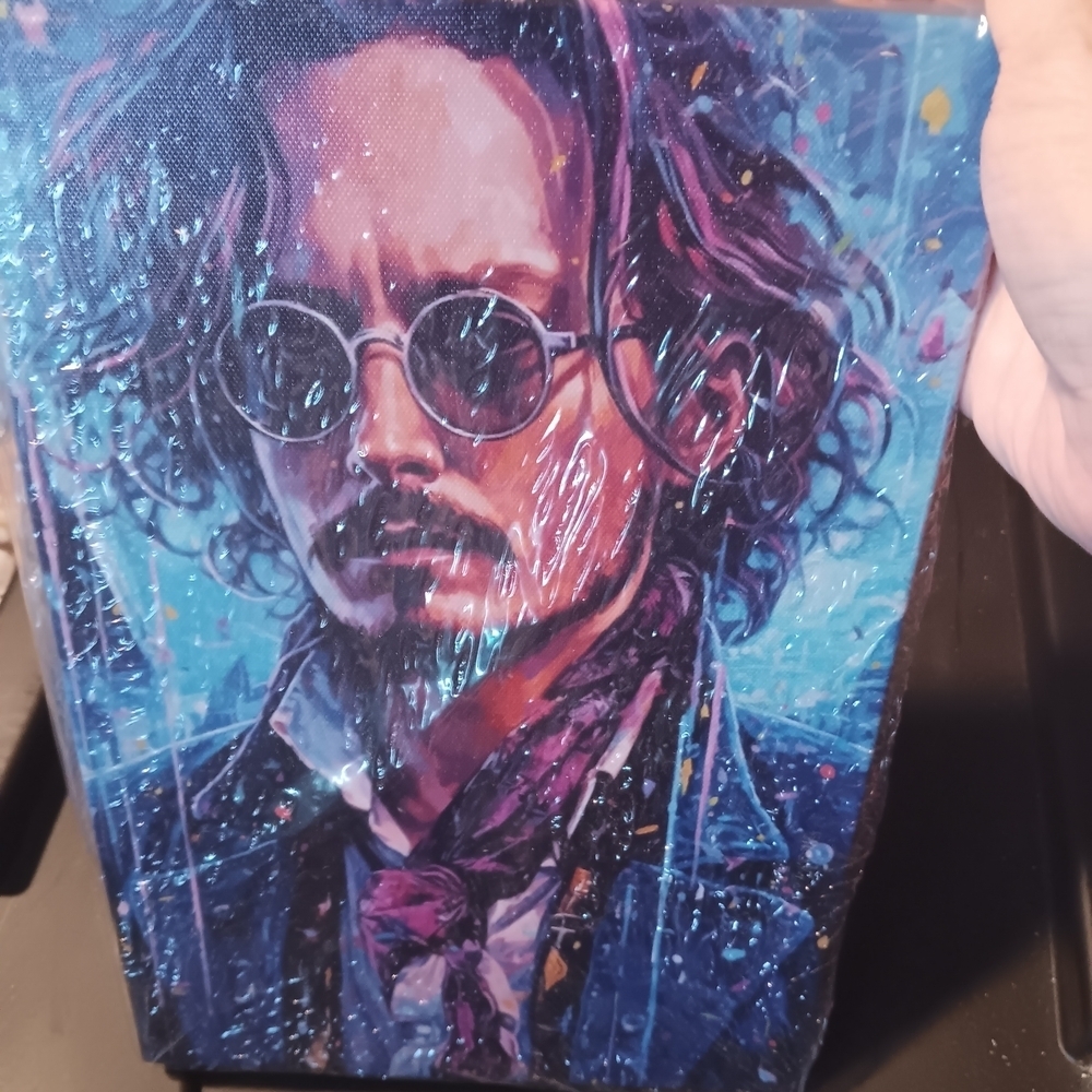 Vibrant Johnny Depp Blue and Purple Art Print 8x12in. It Is In Orginial Wrapping